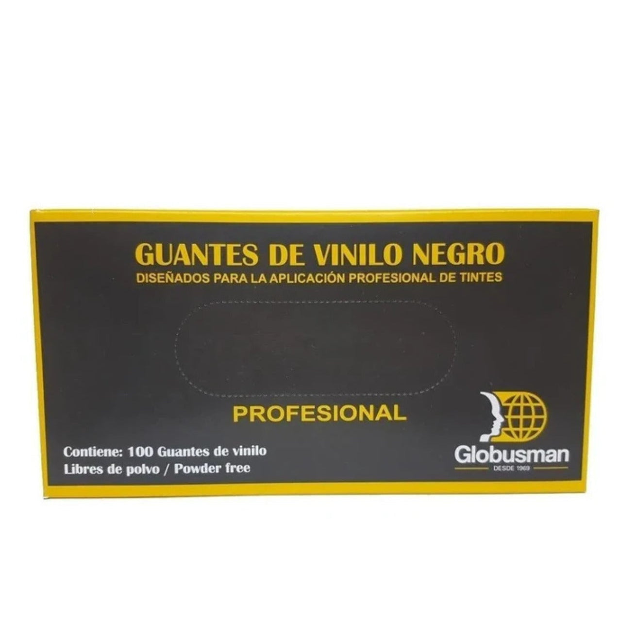Globusman mediano guante de nitrilo-vinilo negro 334nv